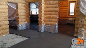 Механизированная стяжка пола в деревянном доме | превью