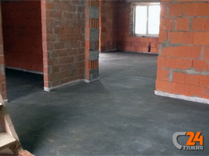 Готовая полусухая стяжка пола по системе водяного подогрева, при средней толщине слоя 100 мм