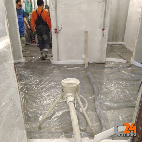 ход строительства стяжка пола